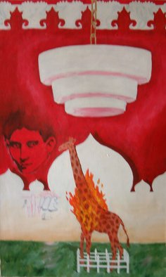 Charles Wesley; Kafka, 1992, Original Painting Acrylic, 24 x 40 inches. Artwork description: 241  This was the last of the paintings where I painted images onto a white background almost with a collage mentality.  It gave me a lot of freedom but by now I had grown tired of it. ...