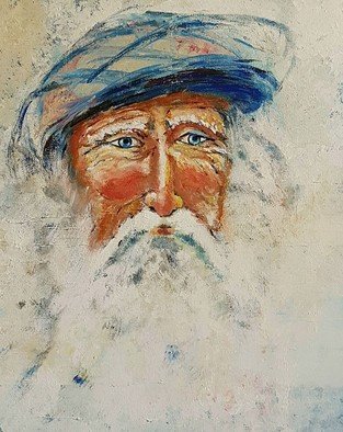 Christian Mihailescu; Old Man With A Turban, 2019, Original Painting Acrylic, 14 x 18 inches. Artwork description: 241 Old man with a turban and blue eyes. ...