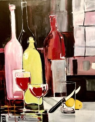 Christian Mihailescu; Winter Indoor Reflexions, 2020, Original Painting Acrylic, 16 x 20 inches. Artwork description: 241 Abstract bottles and glasses - indoor reflexions near the window. ...