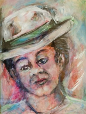 Caren Keyser, 'Mr Sad Eyes', 2018, original Painting Acrylic, 18 x 24  x 0.1 cm. Artwork description: 3099 The eyes in this painting tell the story. Here is a sad man but with a personality displayed by the hat he wears. Perhaps he is a young version on Mr. Bojangles from the folk song. ...
