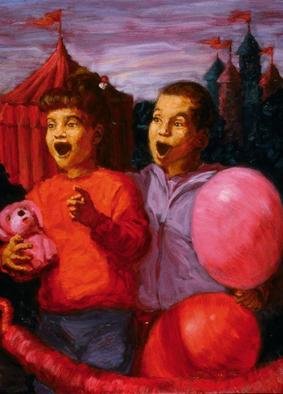 Lucille Coleman, 'Carnival', 2003, original Painting Oil, 18 x 24  x 3 inches. Artwork description: 1911 A colorful scene of children surprised at a carnival but the viewer doesnknow what surprises them.A(c) 2003 Lucille Coleman...