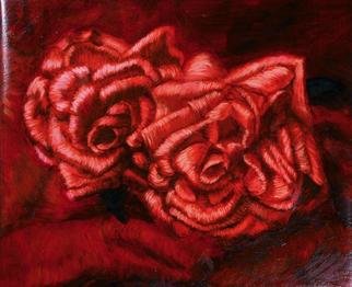 Lucille Coleman; Roses, 2003, Original Painting Oil, 11 x 12 inches. Artwork description: 241 Study of red roses created in a cross hatch style painting style.A(c) 2003 Lucille Coleman...