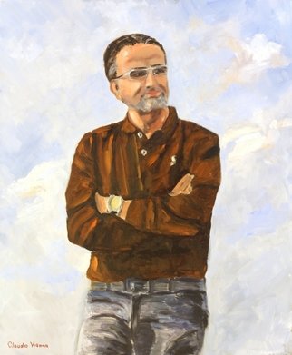Claudio Vianna; Self Portrait, 2012, Original Painting Oil, 46 x 55 cm. 
