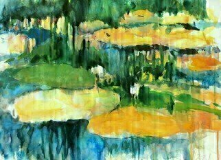 Daniel Clarke, 'A Brush With Monet', 2021, original Watercolor, 24 x 20  x 0.1 inches. Artwork description: 1911 late last night i walked alone along the desolate shoreof MonetaEURtms pond at Giverny the pale moonsometimes obscured by impasto cloudsthe waterlilies those treacherous waterliliesscreaming in agonySaskia, RembrandtaEURtms wife, was therenaked and weeping, her hair and bodywet and ...
