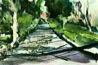 Daniel Clarke, 'Appian Way Late Afternoon', 2021, original Watercolor, 18 x 12  x 0.1 inches. Artwork description: 1911 The roads have crumbled into dustThe Appian Way leads us to RomeWhile time records your earthly lustwith statues by the wayFragmented pieces of the pastlives of another dayOh, have you found your peace at lastasleep along the wayOr do ...