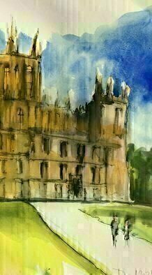 Daniel Clarke, 'Downton Abbey North View', 2021, original Watercolor, 18 x 11  x 0.1 inches. Artwork description: 1911 Downton AbbeyaEURtms going off the air.IaEURtmm not through yet, itaEURtms just not fair.Nothing before that show ever hadThat kind of class, that degree of flair.Life without my weekly DowntonIs too sad and inordinately scary.What will I do without ...