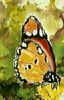 Daniel Clarke, 'Monarch', 2020, original Watercolor, 12 x 18  x 0.1 inches. Artwork description: 3099 ArenaEURtmt we all one- day butterflies,not aware of time.Searching for partners or honeyuntil Death kisses us.Then in his arms, tenderly rocked,waiting for a new chanceto fly away againand join the danceof the one- day butterflyThis was your ...