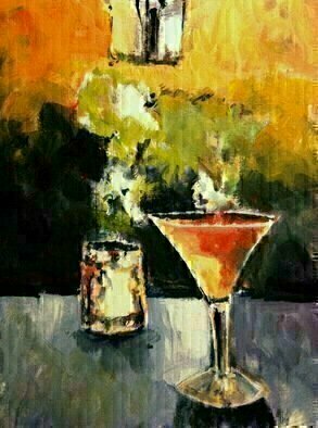 Daniel Clarke, 'Saturday Night Drinks For One', 2017, original Painting Acrylic, 12 x 16  x 0.1 inches. Artwork description: 3099 On a Saturday night I sit with my drink for one contemplating the bar and the thoughts for the midnight   Acrylic on board...