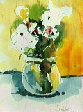Daniel Clarke, 'Still Life Sketch', 2021, original Watercolor, 9 x 12  x 0.1 inches. Artwork description: 2307 Flowers symbolize nature and the four seasons. Flowers in a still life can reflect an interest in science and the natural world. Flowers were depicted for aesthetic purposes and also at times they were used as religious symbols. ...