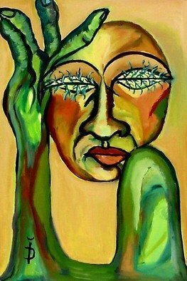 Daniela Isache; Green Eyes, 2009, Original Painting Oil, 60 x 90 cm. Artwork description: 241   Expressionist portrait of a woman                              An expressionist image of the tight relationship between man and woman.                                     ...