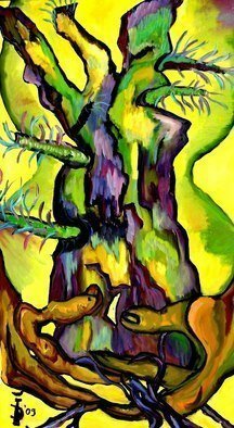 Daniela Isache; Hourglass, 2009, Original Painting Oil, 64 x 132 cm. Artwork description: 241               expressionist, composition, tree, hands               ...