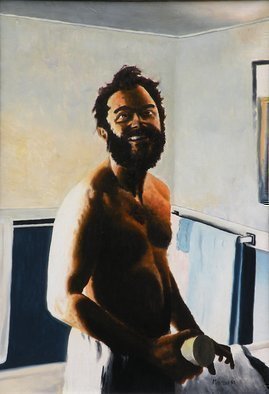 Dave Martsolf, 'Close Shave', 1980, original Painting Oil, 18 x 29  x 2 inches. Artwork description: 5871  Straight razor or safety...
