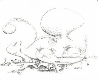 Dave Martsolf, 'Octopus', 2002, original Drawing Pen, 9.5 x 7.5  inches. Artwork description: 8643  Octopus, looks like tentacles on the sea floor and a bulbous head. ...