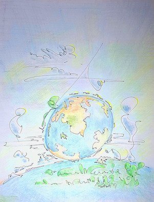 Dave Martsolf, 'A Planet Remembered', 2017, original Drawing Pencil, 8 x 10  inches. Artwork description: 5079 A Planet Remembered features an abstraction of an earth- like planet hovering over another Goldilocks planet.  It is a simple theme of love for our planet and the need to consider it as something worth preserving for its natural beauty and balance.  The drawing was completed in ...