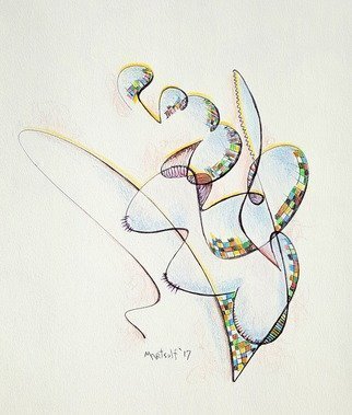 Dave Martsolf, 'Clef ', 2017, original Drawing Ink, 6.5 x 7.5  inches. Artwork description: 5079 A simple abstract shape with a colorful pattern that reminds me of the clefs of a musical staff. ...