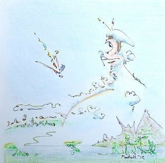 Dave Martsolf, 'Cloud Data', 2017, original Drawing Pencil, 7.5 x 8.5  inches. Artwork description: 7059 cloud, data, media, computer, abstract, fantasy, landscape, colored pencil, ink, paper...