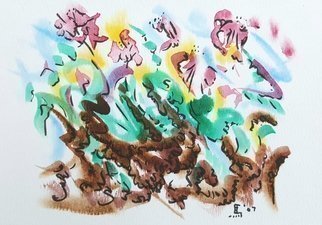 Dave Martsolf, 'Wild Flowers Two', 2007, original Watercolor, 6.5 x 4.5  x 1 inches. Artwork description: 4287 This watercolor will ship framed with a stand arm for display on a flat surfacedesk, table, etc. .  It may also be hung. ...