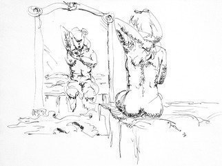 Dave Martsolf, 'Woman Bathing', 1978, original Drawing Ink, 10 x 8  x 1 inches. Artwork description: 4683 This piece will ship matted and shrink- wrapped with no frame. ...