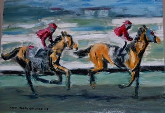 David Rocky Aguirre; Del Mar Horse Racing, 2008, Original Painting Oil, 16 x 12 inches. Artwork description: 241  Horse racing at Del Mar in California.  Oil on hardboard.  ...