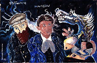 David Rocky Aguirre; Picasso Dream, 1997, Original Painting Oil, 11 x 7 inches. Artwork description: 241  Picassos dream- oil on paper. 11. 25x 7. 5 ...