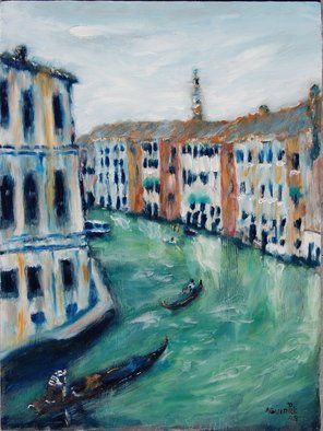David Rocky Aguirre; Venice Waterway, 2008, Original Painting Oil, 12 x 16 inches. Artwork description: 241  Venice canal.  oil on hardboard. ...