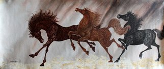 Debabrata Biswas; Galloping Horses 57, 2016, Original Mixed Media, 42 x 18 inches. Artwork description: 241                   Capturing a moment of life is an artistaEURtms ageless quest. I try to establish the fundamentals of space and unifying this dire necessecity in my work. I derive inspiration from my immediate surroundings, so my subjects are always nature, animal and human. I intend to portray ...