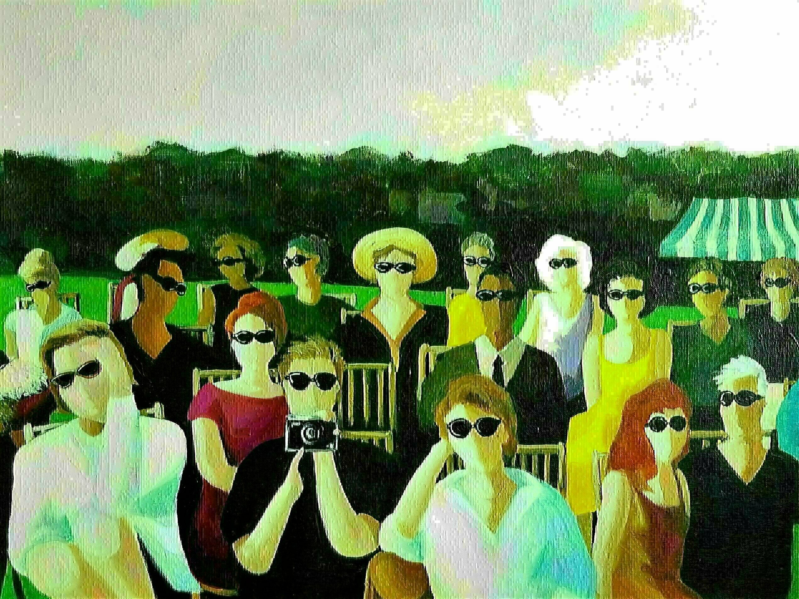 Denise Dalzell, 'A Summers Day', 2021, original Painting Acrylic, 24 x 18  x 1 inches. Artwork description: 2307 An audience in place and waiting for a Summer festival to begin. ...