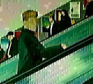 Denise Dalzell, 'Escalator', 2020, original Painting Acrylic, 28 x 24  x 2 inches. Artwork description: 3099 An illustration from an adventure in London. ...