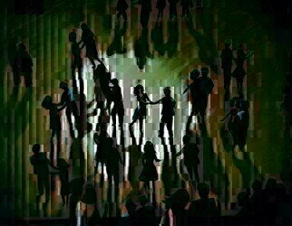 Denise Dalzell, 'Lumiere', 2020, original Painting Acrylic, 24 x 18  x 1 inches. Artwork description: 3099 An illustration of people celebrating at an evening dance party...