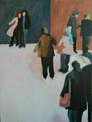 Denise Dalzell, 'Pairs', 2023, original Painting Acrylic, 12 x 16  x 1 inches. Artwork description: 1911 An abstract portrait of skating couples. ...