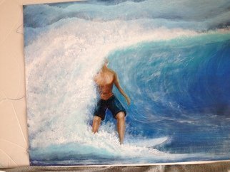 Denise Seyhun, 'Surf Is Up', 2015, original Painting Acrylic, 24 x 18  inches. Artwork description: 2307     Surfer, surfing, seascape, wave, ocean, nature, figure   ...