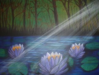 Denise Seyhun, 'Waterlillies', 2015, original Painting Acrylic, 36 x 24  x 2 inches. Artwork description: 2307    Water, pond, floral, landscape  ...