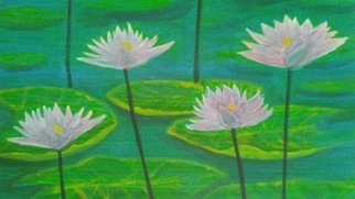 Denise Seyhun; Pink Water Lilies, 2018, Original Painting Acrylic, 12 x 9 inches. Artwork description: 241 water lilies, flowers, floral, nature, serenity, garden...