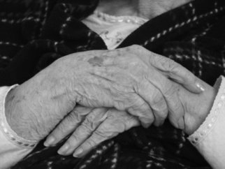 Dion Mcinnis; Aunt Elynors Hands, 2002, Original Photography Black and White, 10 x 8 inches. Artwork description: 241  My 90- year old aunt' s hands.  Print comes moutned in mat window. ...