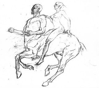 Dimitri Lazaroff; Centaur, 2006, Original Drawing Other, 10 x 10 inches. Artwork description: 241  A study for a larger drawing. ...