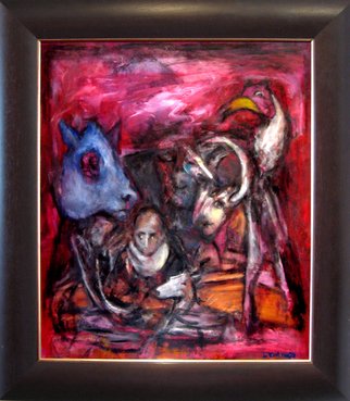 Domingo Garcia; Entre Nous, 2010, Original Painting Oil, 40 x 50 inches. Artwork description: 241  Oil on masonite. Summation of various art movements. The frame has been designed by the artist.   ...