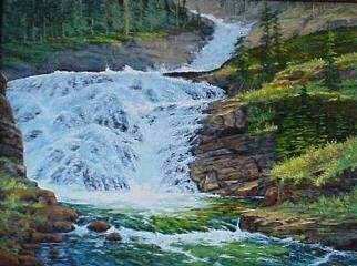 Donald Neff; Glacial Falls, 2001, Original Painting Acrylic, 40 x 30 inches. Artwork description: 241 Falls in Glacier National Park....