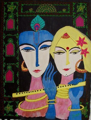 Sneha Joshi; Radha Krishna, 2013, Original Painting Acrylic, 14 x 18 inches. Artwork description: 241 Using Acrylic and 3D tubes on canvas board: Picture depicting Radha Krishna. Krishna is often referred as svayam bhagavan and Radha is Krishna s supreme beloved. With Krishna, Radha is acknowledged as the Supreme Goddess, for it is said that she controlsKrishna with Her love. It ...