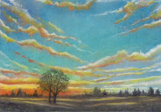 Darrell Ross; Sunset 1, 2018, Original Drawing Pastel, 12 x 8 inches. Artwork description: 241 A small sunset landscape. ...