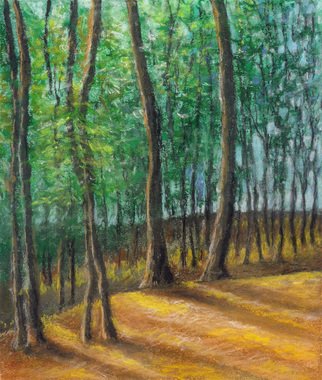 Darrell Ross; Trees In A Forest, 2018, Original Drawing Pastel, 8 x 10 inches. Artwork description: 241 A small pastel drawing of some trees in a forest. ...