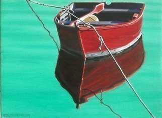 Edna Schonblum, 'Tethered 1', 2015, original Painting Oil, 21 x 15  x 3 cm. Artwork description: 1758  sea transparencie boats transparencie sand sea studie...