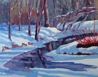 Edward Abela; Snow At Toogood Pond, 2014, Original Painting Oil, 20 x 16 inches. Artwork description: 241       Canadian Art, Ontario, snow, oil painting, Unionville,              ...