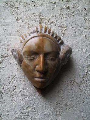 Andrew Wielawski, 'Giallodi Sienna Mask', 2002, original Sculpture Stone, 10 x 10  x 3 feet. Artwork description: 1911 The mask has Sicilian and Mexican influences, and is carved out of yellow Sienna marble. I use it often an element in my work because of the color being so strong....