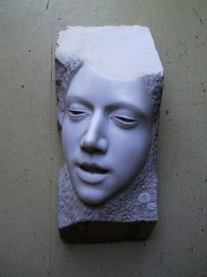 Andrew Wielawski, 'Mask', 2002, original Sculpture Stone, 6 x 9  x 4 feet. Artwork description: 1911 A scrap of marble dug up in my yard turned out to be Statuario di Michelangelo, and a dream to carve. . . fine grain, detail holding capacity....