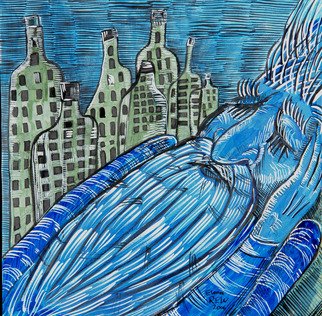 Elena Rein; Blues: Drunk, 2006, Original Painting Ink, 12 x 12 inches. Artwork description: 241  Acrylic Ink on paper ...