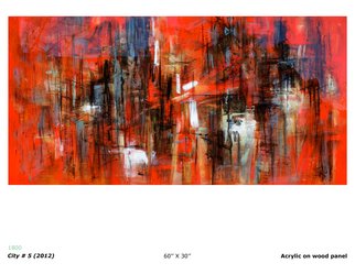Ruben Valdes Montano; City 5, 2012, Original Painting Acrylic, 30 x 60 inches. Artwork description: 241       Joy of experiencing feelings as sensations, touch, breath, taste life, erotics emotions and projection of your fantasy and imagination.      ...