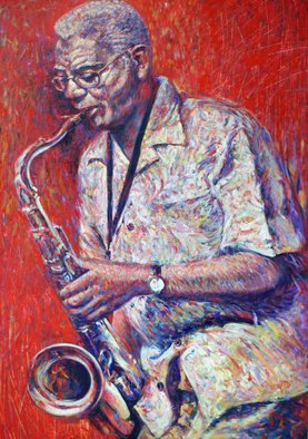 Ruben Valdes Montano; The Sax, 2012, Original Painting Oil, 40 x 60 inches. Artwork description: 241      Joy of experiencing feelings as sensations, touch, breath, taste life, erotics emotions and projection of your fantasy and imagination.     ...