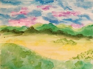 Emily Grun; Afternoon, 2019, Original Painting Acrylic, 20 x 16 inches. Artwork description: 241 field, green hills, clouds...