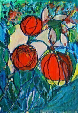 Engelina Zandstra, 'Composition 3547', 1993, original Painting Acrylic, 30 x 45  x 1 cm. Artwork description: 3483 acrylic on paper, original, acrylic painting, modern, abstract painting, wall decoration, modern art, red, blue, pink, green...