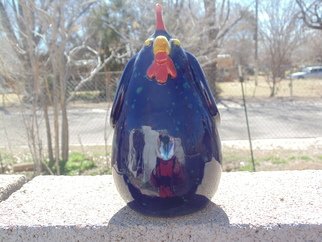 Esta Bain; Dark Blue Chicken, 2017, Original Ceramics Handbuilt, 7 x 4 inches. 